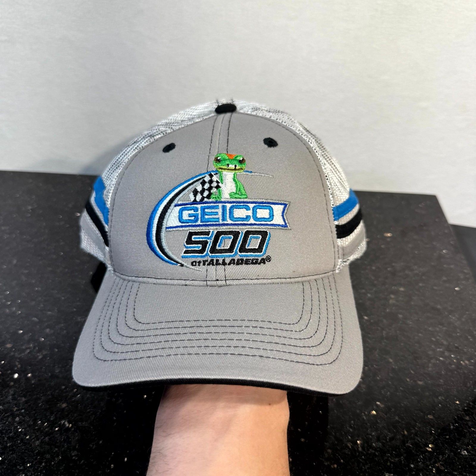 Nascar Talladega 500 Geico Adjustable Gray Hat New Nascar Talladega 500 Geico Adjustable Gray Hat New